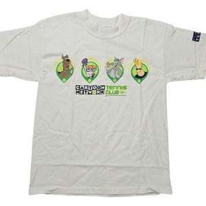 Vintage Kids 2000s Cartoon Network Tennis Club Tshirt Scooby Doo Dexter Johnny Bravo Tom & Jerry Youth Size Large