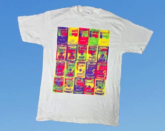Vintage Style Andy Warhol Campbell Tomato Soup Striped Printed Tee