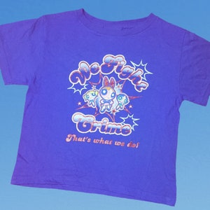 Vintage 2001 Girls Powerpuff Girls Tshirt Cartoon Network Glitter Graphic Youth Size Small Television TV Show