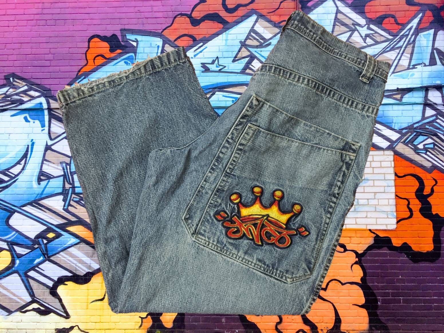 Vintage 1990s JNCO Jeans Crown Graffiti Spellout Tribal Vintage 1990s JNCO Jeans Crown Graffiti Spellout Tribal
