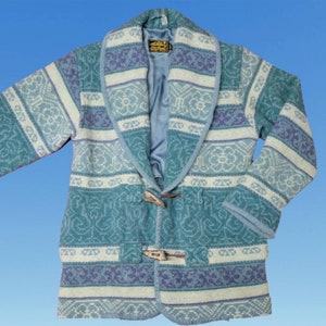 Vintage 1990s Eddie Bauer Wool Coat Aztec Southwestern Design Barn Jacket Womens Size XS Made in USA