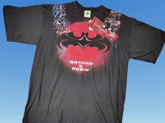 Vintage NWT 1990s Batman & Robin Tshirt Tour Cham… - image 1