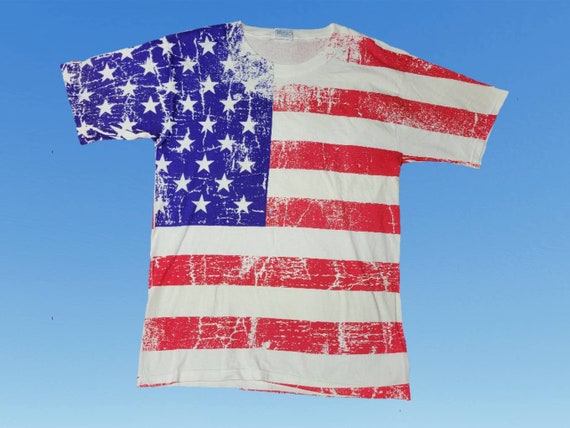 Vintage 1990s All Sport American Flag Tshirt All … - image 1