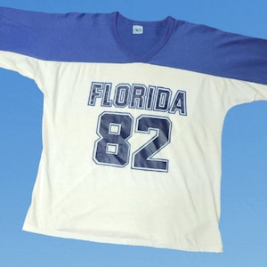 Vintage 1980s The Knits Florida Tshirt Single Stitch 1982 Jersey Style Size Large Made in USA Travel Souvenir