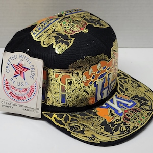 Vintage 1990s University of Kentucky Wildcats Snapback Hat Impex Creation of Demand All Over Metallic Print Adjustable Cap
