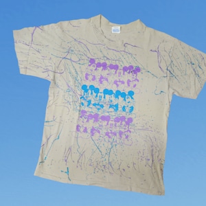 Vintage 1990s Disney Character Fashions Mickey Mouse Tshirt Single Stitch All Over Print Splatter Size Large Made in USA