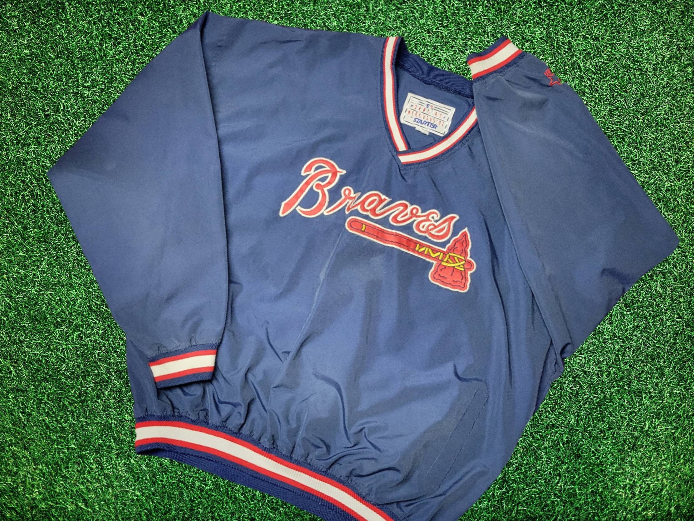 Atlanta Braves Jacket Men Medium Adult Satin All Over Print MLB Baseball  Retro