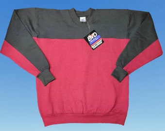 Vintage NWT 1990s BVD Heavyweight Fleece Sweatshirt Premium Series Colorblock Crewneck Size Large Deadstock (A7)