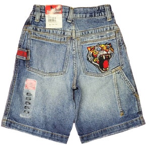 Age Old エイジオールドFrisko PnatsWhiteOxford JNCO Jean Shorts Skater Embroidery Flame Toddler Kids Size