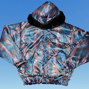 Vintage Turbo Sportswear Reversible Coat Triple Fat Goose Duck Waterfowl Down Hooded Jacket Size Medium