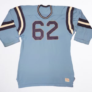 Vintage 1960s Wilson Durene Football Jersey 3/4 Sleeve Blue