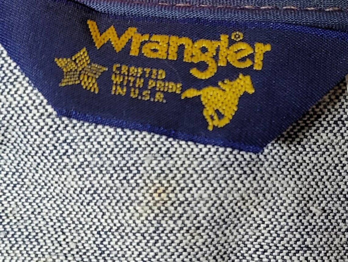 70s~80'S Wrangler Black Tag Denim Vest Men's Size S unclear blue type Vintage Second Hand