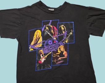 Aerosmith Vintage 90s Pump Tour 1990 Faded Black Band T-shirt