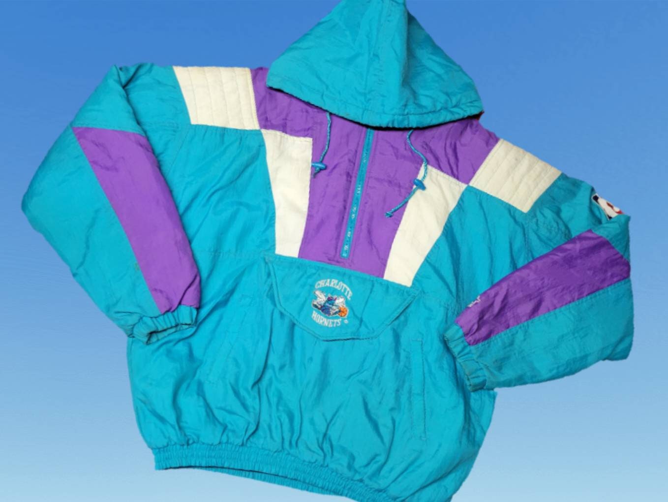 Vintage 1990s Starter Charlotte Hornets Jacket Pullover 1 4 Zip