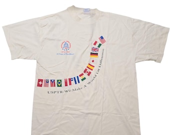 US Open Shirt 1996 Vintage Tennis Ball USTA Country Flags Huge