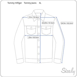 Vintage 1990s Tommy Hilfiger Jeans Denim Jacket Flag Red Collar Cuffs Size XL image 9