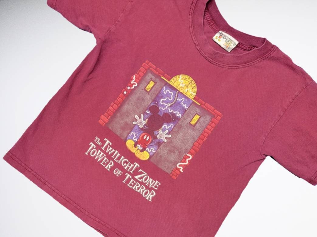 Vintage 1990s Kids Twilight Zone Tower of Terror Tshirt Mickey 