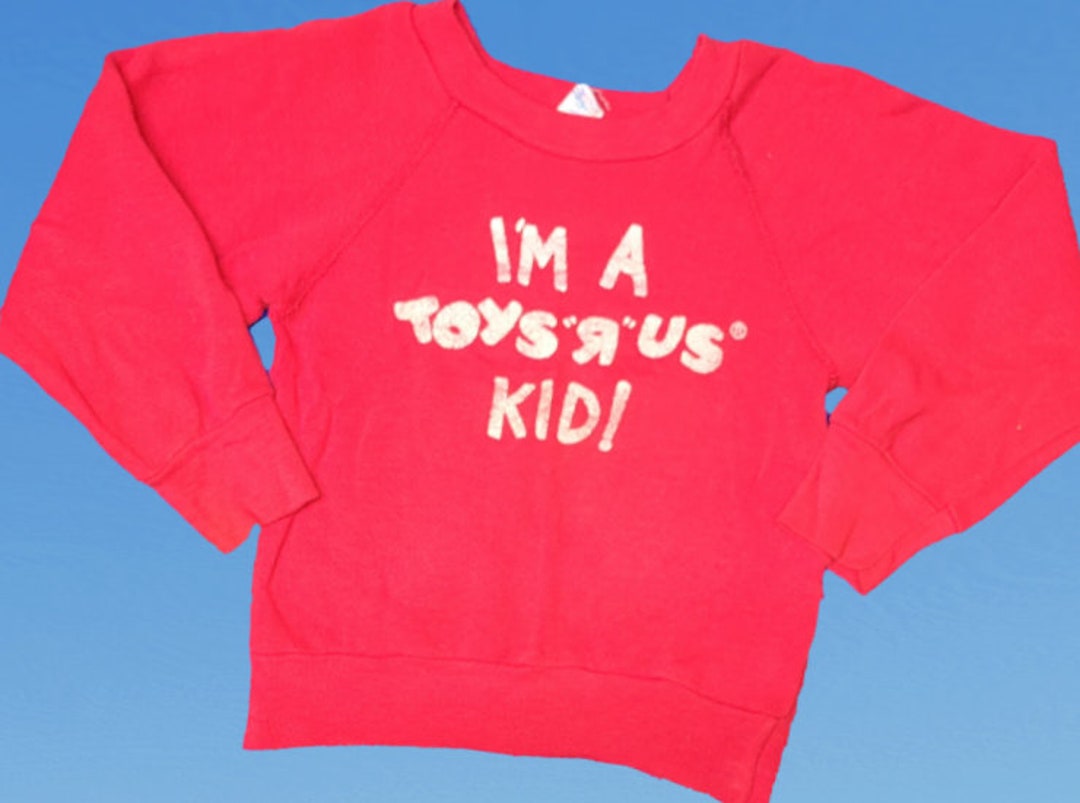 Vintage 1980s I'm a Toys r Us Kid Sweatshirt Nortog Raglan Crewneck Toddler Size 6 Made in USA