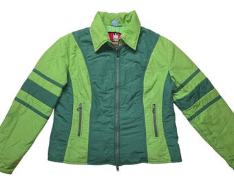 Vintage 1970s Innsbruck Ski Jacket Green Full Zip Winter Coat Juniors Size 14 Adult Medium Skiing Snowboarding