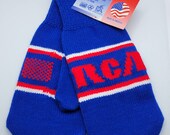Vintage NOS 1980s Wear-a-Knit RCA Mittens Winter Gloves Made in USA Radio Advertising New Deadstock