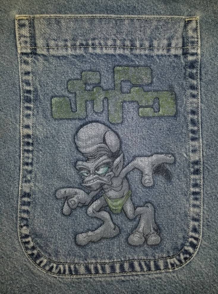 Vintage 1990s JNCO Trog Alien Baggy Skater BMX Skateboarder Denim