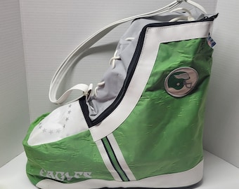Vintage 1980s Philadelphia Eagles Duffel Bag Shoe Sneaker Zippered Tote NFL Football