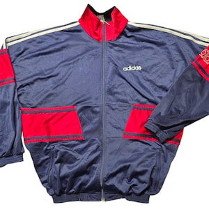Vintage 1990s Adidas Track Jacket Logo Spellout Full Zip Size XXL