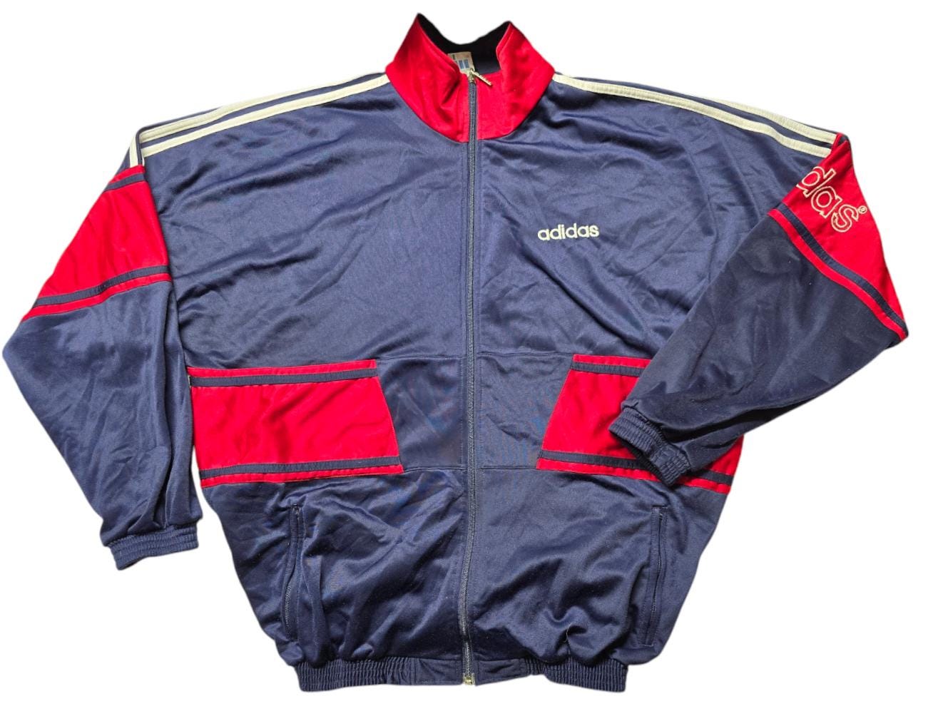 Vintage 1990s Adidas Track Jacket Logo Spellout Full Zip