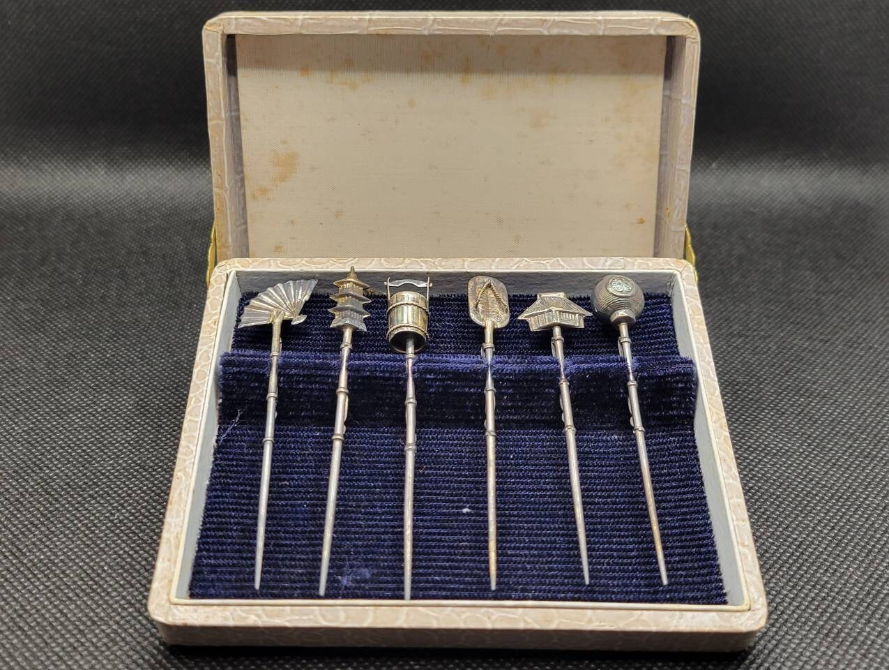 Accessoires Haaraccessoires Haarspelden Vintage 1970s Sterling Silver Hair Pin Set Oriental Japanese 6 Pieces Original Box Hairpins 