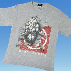 Dragon Ball Z Anime Cartoon Characters Youth Boys Grey Graphic Tee Shirt - L