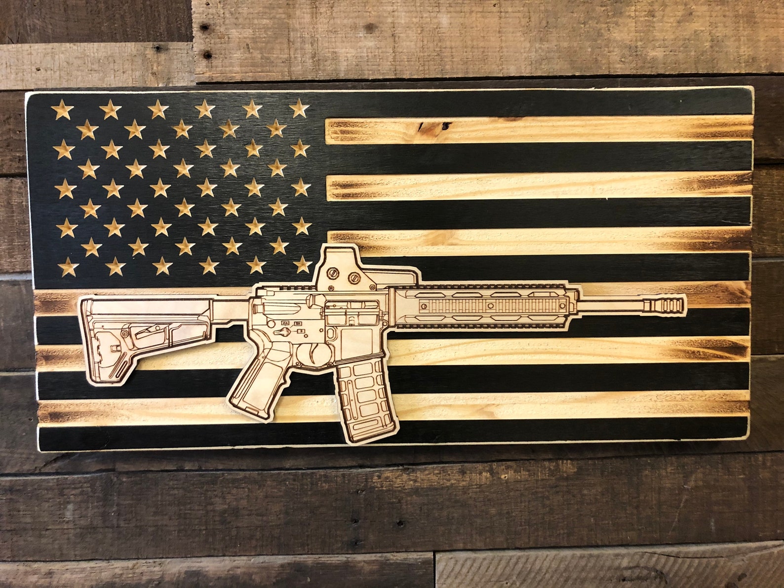 American Flag Gun Flag | Etsy