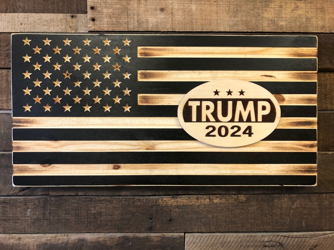 American Flag Trump 2024 Flag CNC Flag w/ laser engraved Etsy