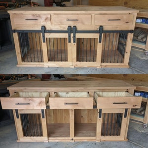 Custom Double Triple Dog Kennel - Knotty Alder crate - You Pick the Style Size and Finish
