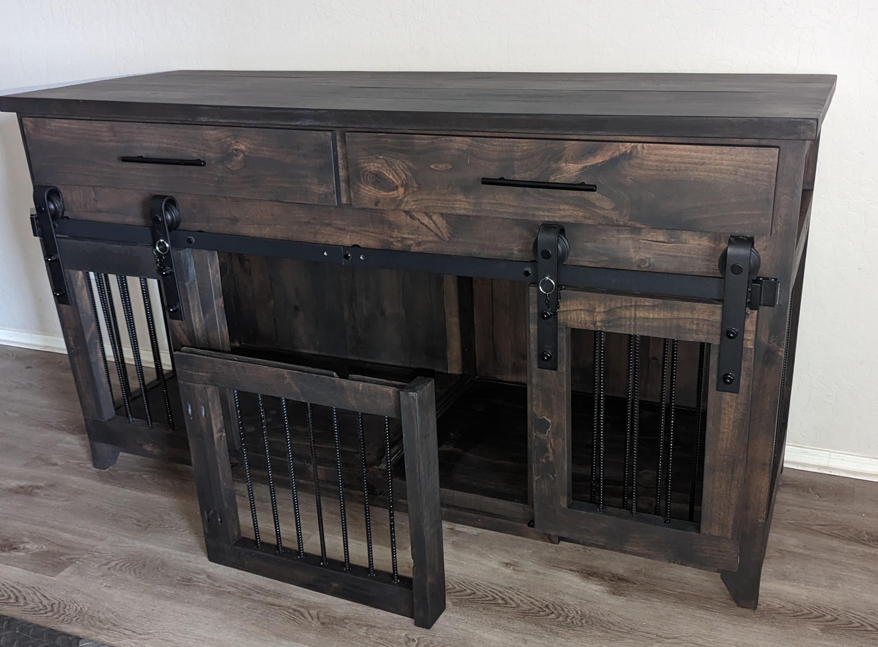 Picture of Custom Dog Kennel Crate - Rustic Country Chic Modern Mid Century Double ...