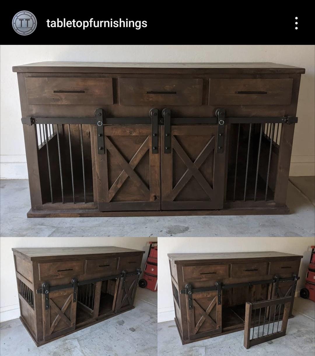 Picture of Custom Dog Kennel Crate - Rustic Country Chic Modern Mid Century Double ...