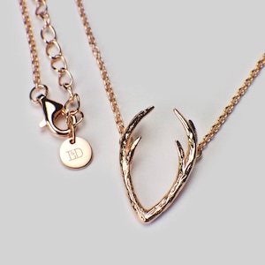 Antlers - rose gold necklace/ stag pendant chain / christmas necklace gift/best friend gift/ sister birthday present