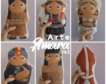 Native Peoples Dolls, gift for children, from Chile, Handmade Plush, culture