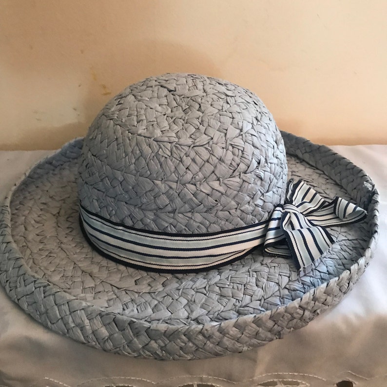Made of 100 Percent Natural Woven Paper Fiber Faded Glory Vintage Lady Hat Easter Blue Spring