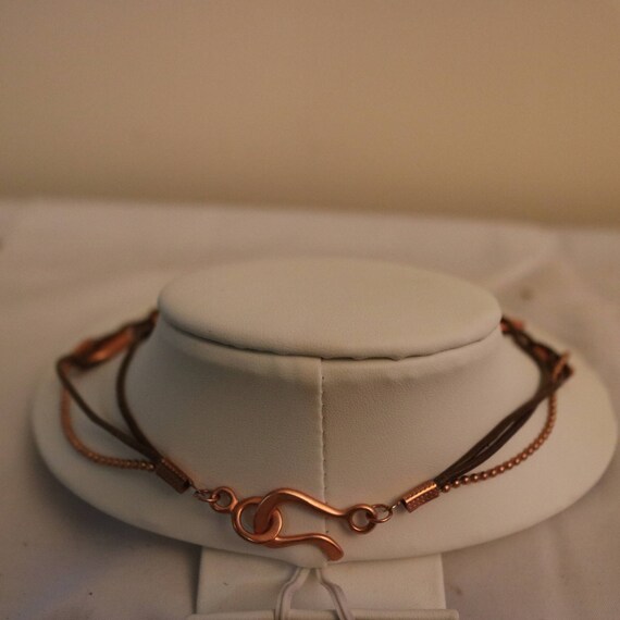 Copper Jewelry Set - Copper Disk and Leather Disk… - image 3