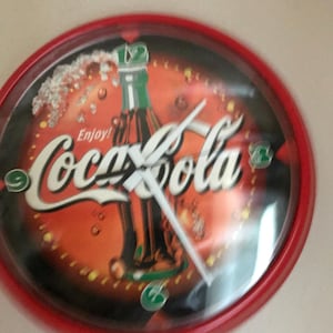 Vintage Coca Cola Wall Clock Runs Great 14 1/4 Inch Diameter LARGE Advertising*Reduced 10 For End of Summer Sale
