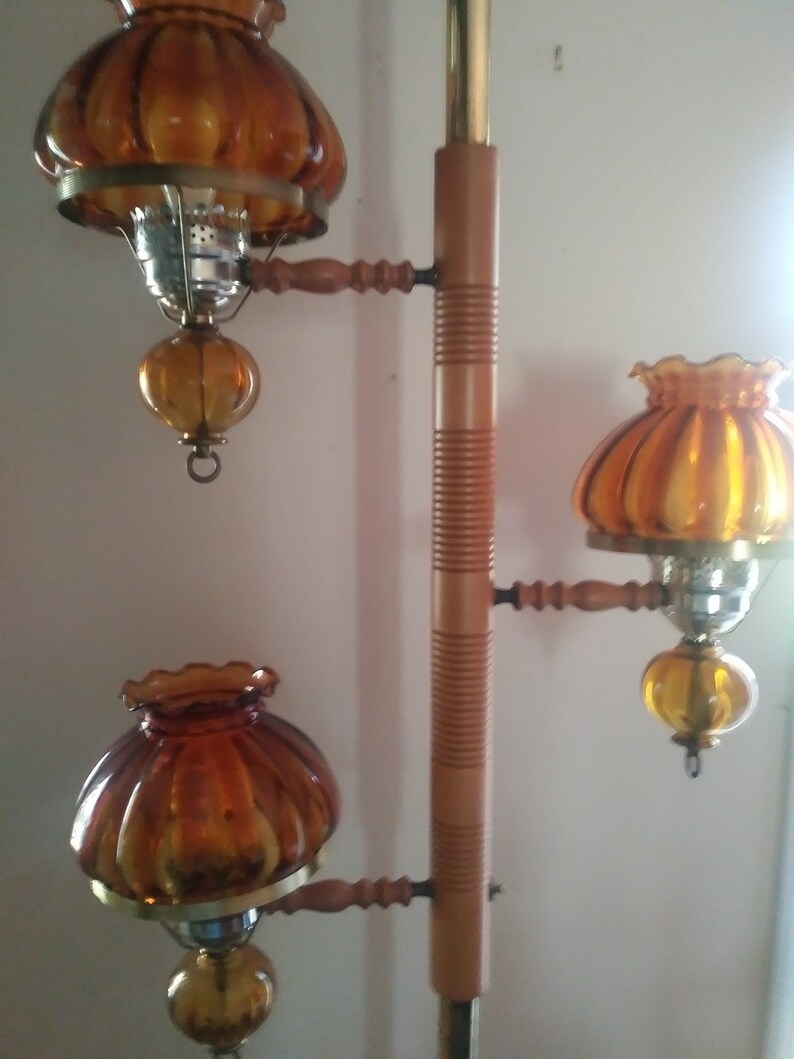 Tension Pole Floor Lamp Retro Amber Globes Just Reduced Tension Pole Floor Lamp Retro Amber