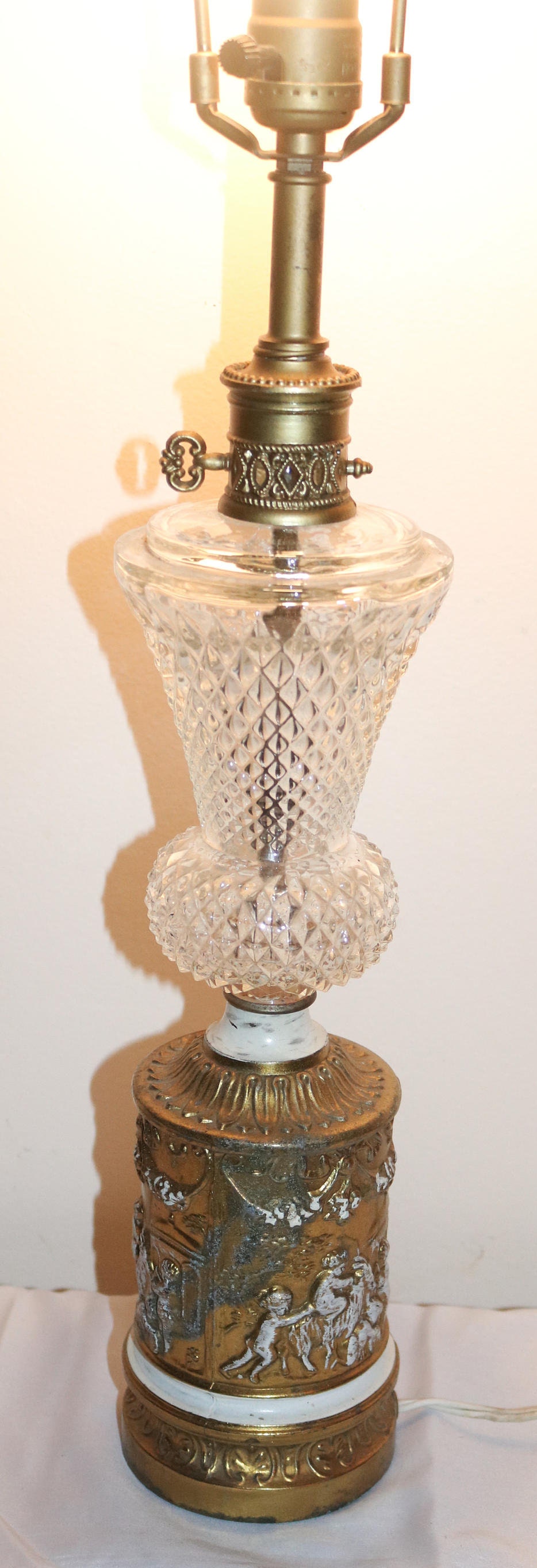 Cherub Angel Lamp Gilded Hollywood Regency Style Cut Glass Etsy