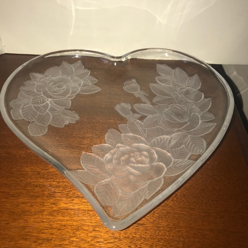 Large Heart Shaped Platter With Frosted Poinsettas Studio Nova Etsy