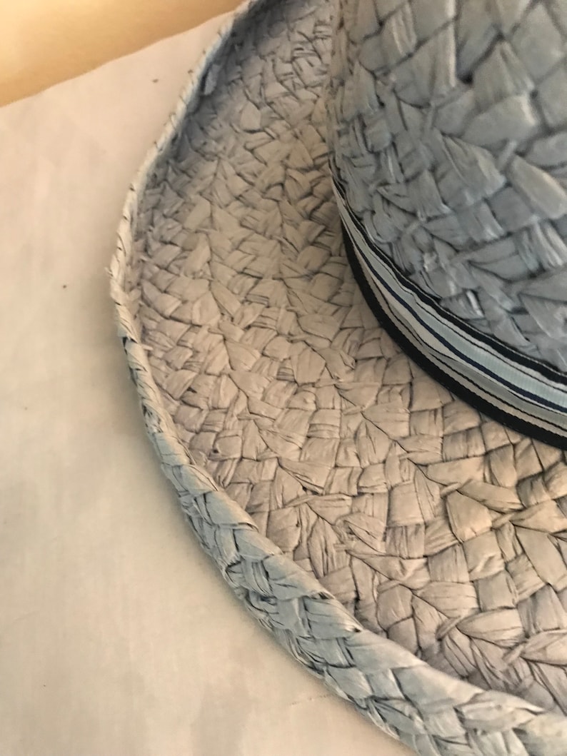 Made of 100 Percent Natural Woven Paper Fiber Faded Glory Vintage Lady Hat Easter Blue Spring