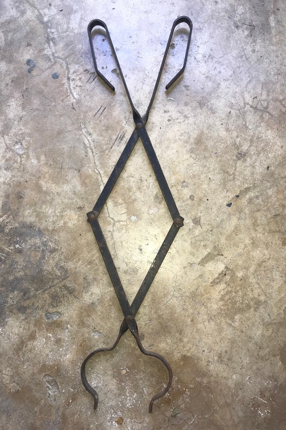 Campfire Fireplace Wood Tongs Tool Vintage Etsy