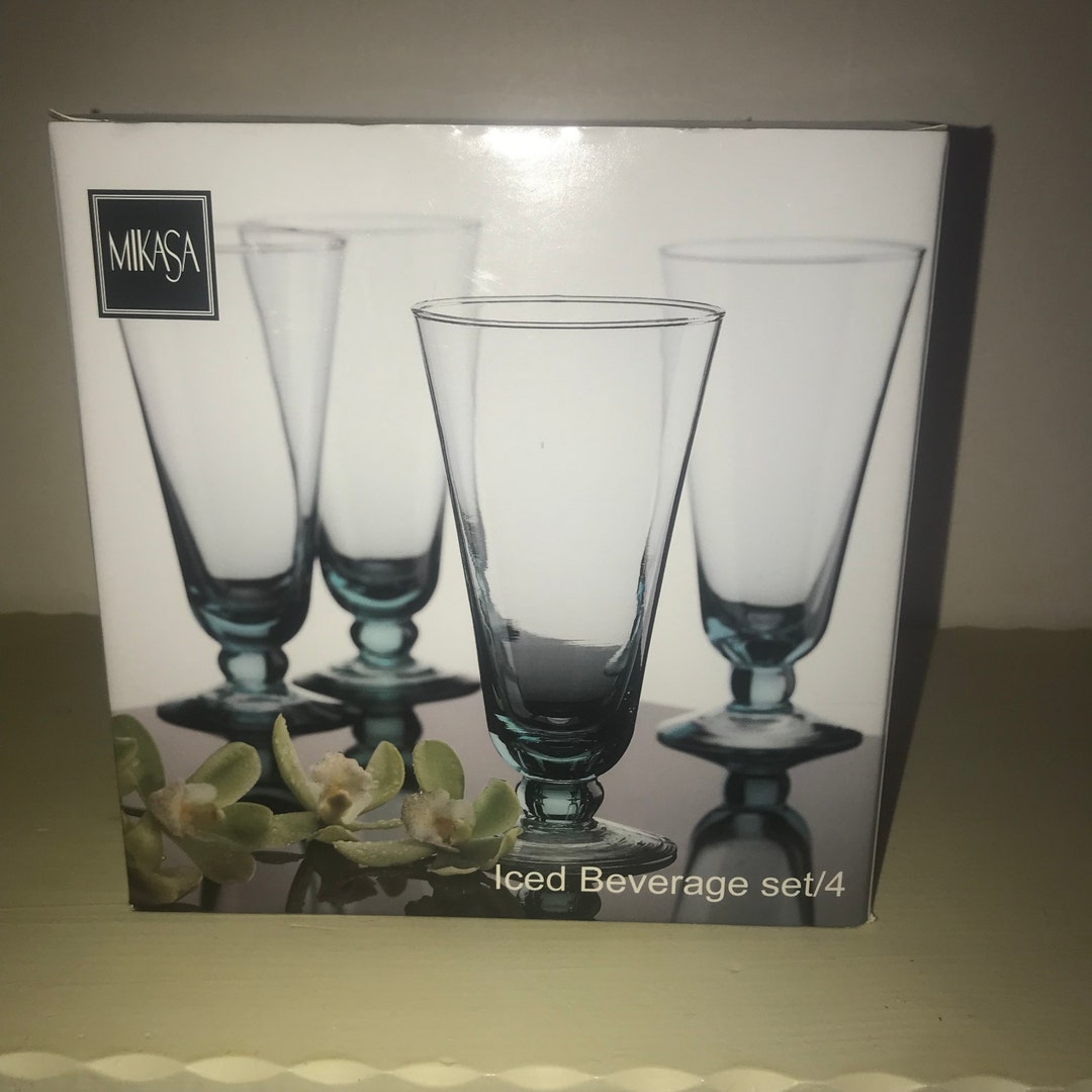 Mikasa Iced Beverage Glasses Set of 4 24 Oz Domain Green Never Used