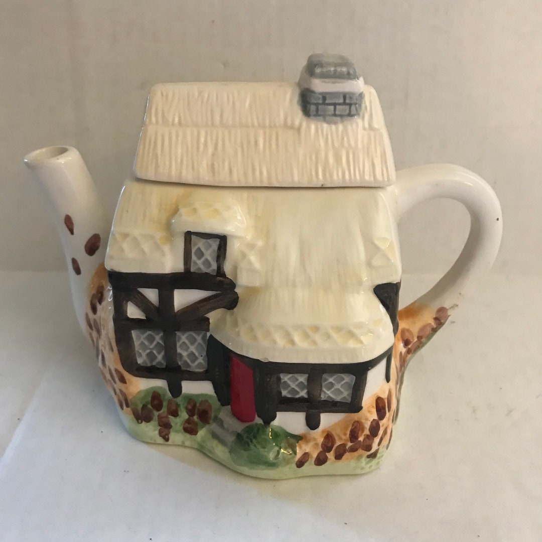 Tea Pot House Hand Painted Glazed Porcelain Etsy
