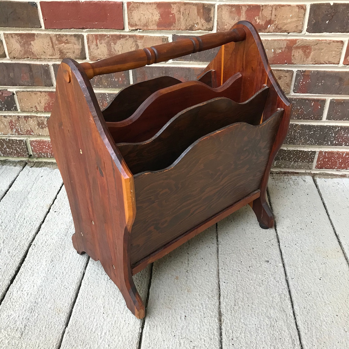 Vintage Wood Magazine Rack Handmade Large Sturdy I can Etsy