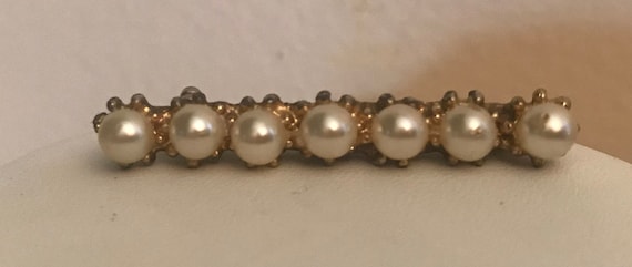 Pearl Bar Brooch Vintage - image 1