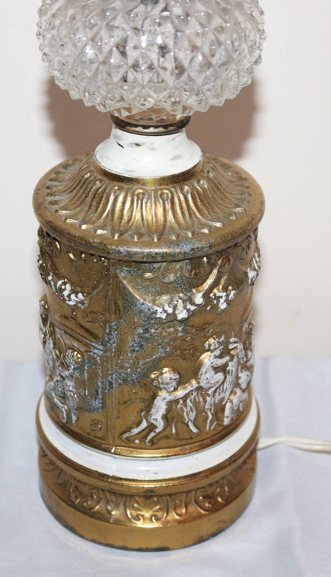 Cherub Angel Lamp Gilded Hollywood Regency Style Cut Glass Etsy